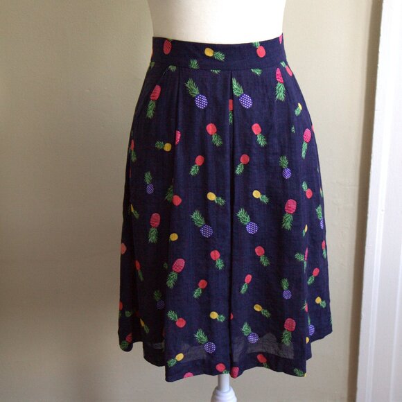 Louche London A-Line Skirt with Colorful Pineapple Design - Picture 1 of 11